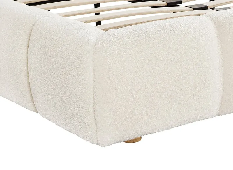 Lit double en tissu bouclette écru 180x200 cm GEORGINA
