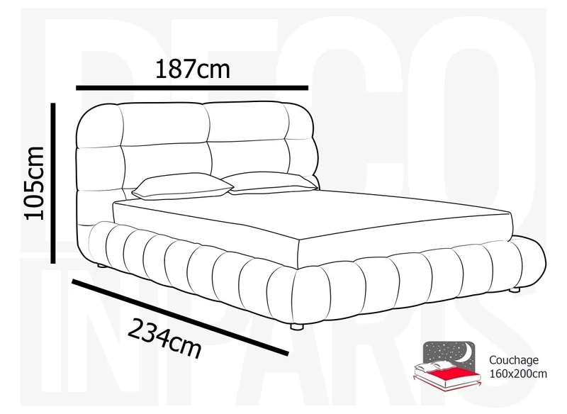 Lit coffre en tissu bouclette écru 160x200 cm YOURI