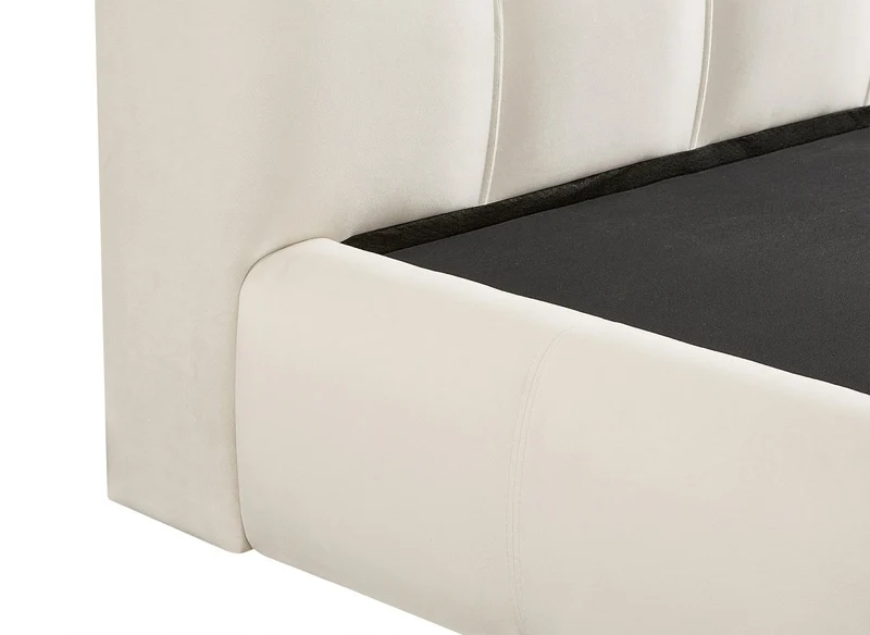 Lit coffre en velours beige 140x190 cm GEORGINA