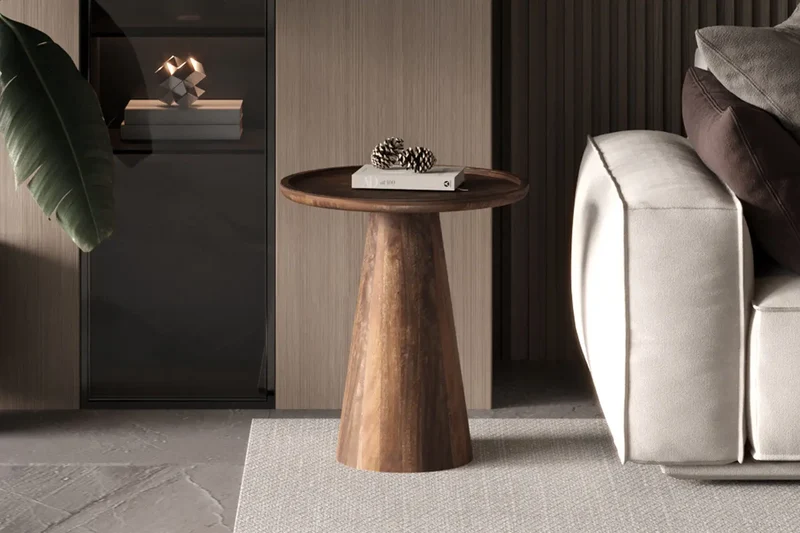 Table basse Ronde Bois de manguier Brun clair ÉLIO - 45x50 cm
