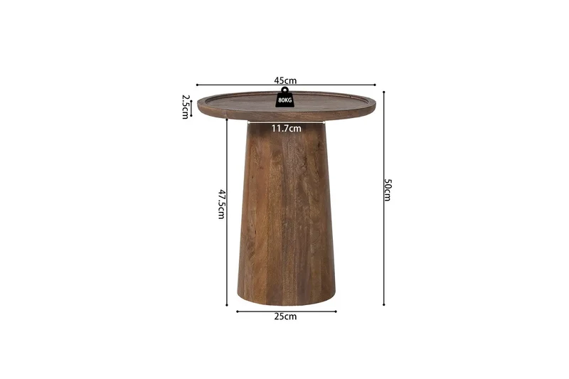 Table basse Ronde Bois de manguier Brun clair ÉLIO - 45x50 cm