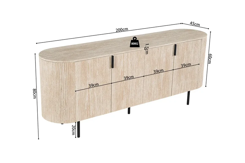 Buffet LYANE 4 Portes - 200 cm