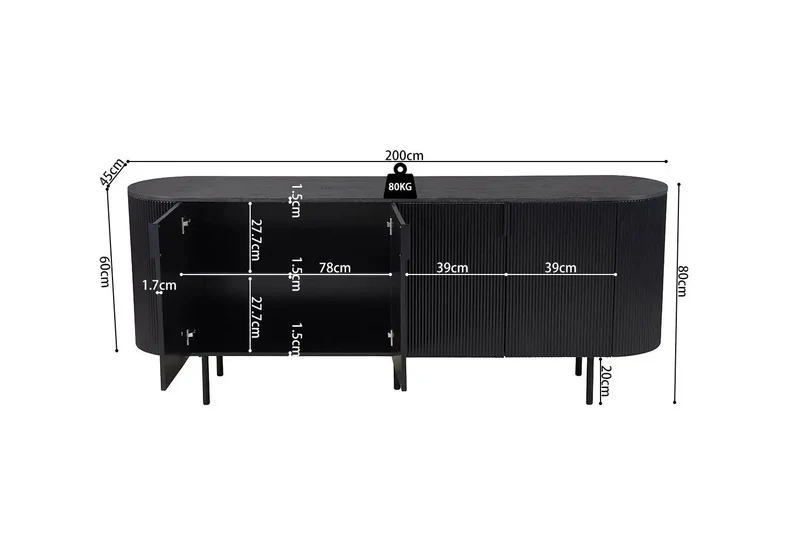 Buffet LYANE 4 Portes - 200 cm