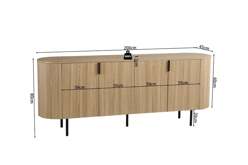 Buffet LYANE 4 Portes - 200 cm