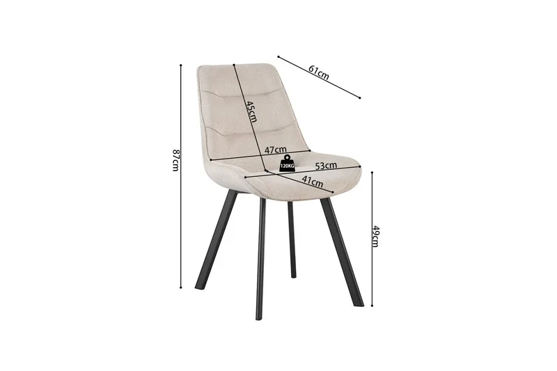 Chaises de Salle à Manger AMELIA Sable - 53 x 61 cm