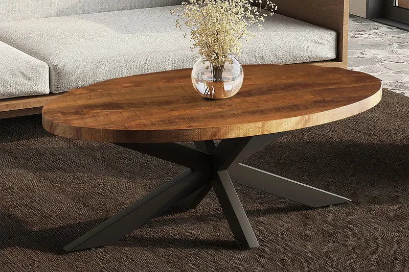 Table basse Ovale en Bois de Manguier AYORA - 130 x 70 cm