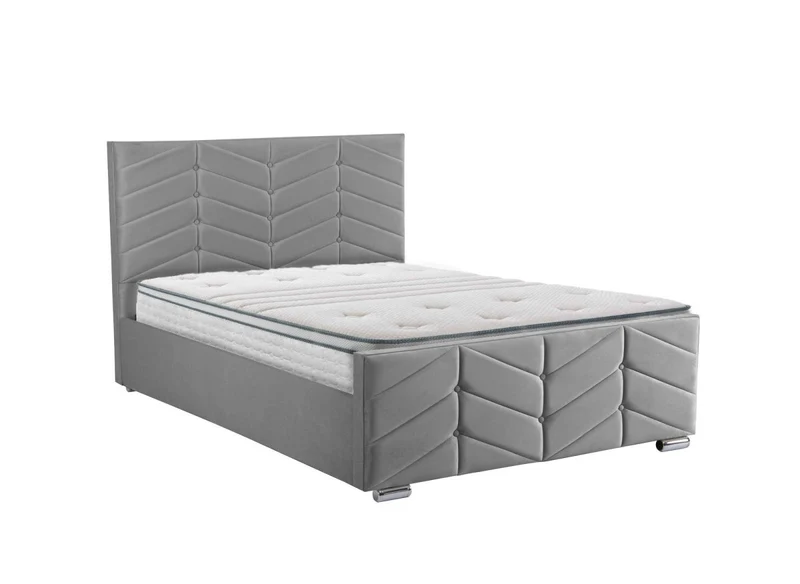 Lit avec sommier relevable et coffre en velours gris 180x200 cm PALMA