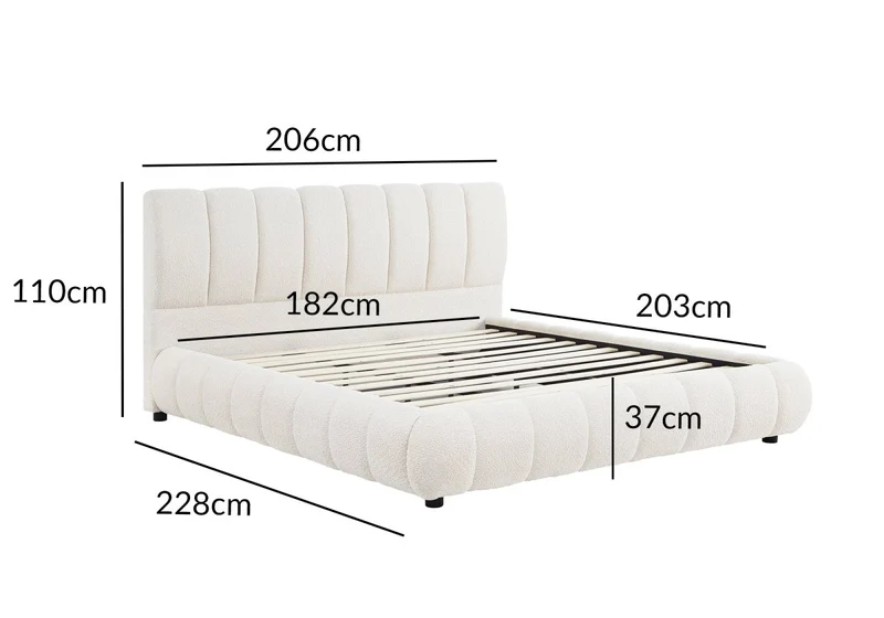 Lit double en tissu bouclette beige 180x200 cm RILEY