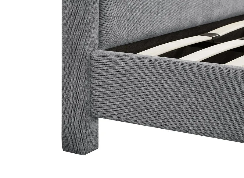 Lit double en tissu doux gris 180 x200 cm ANELA