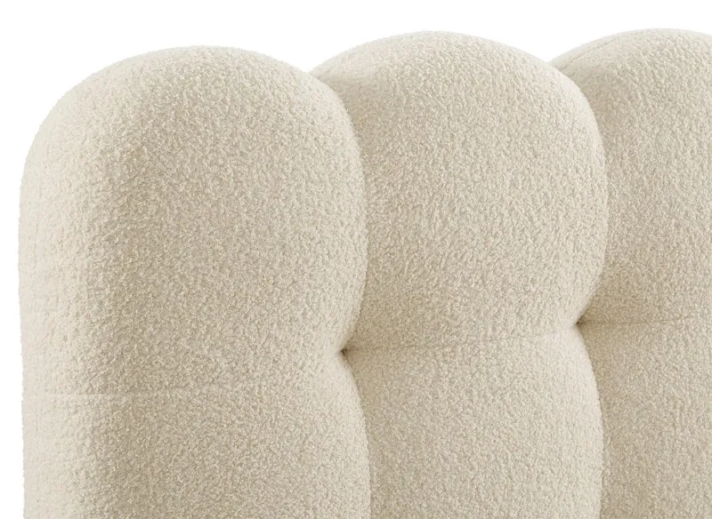 Lit double en tissu bouclette beige 140x190cm BISCUIT