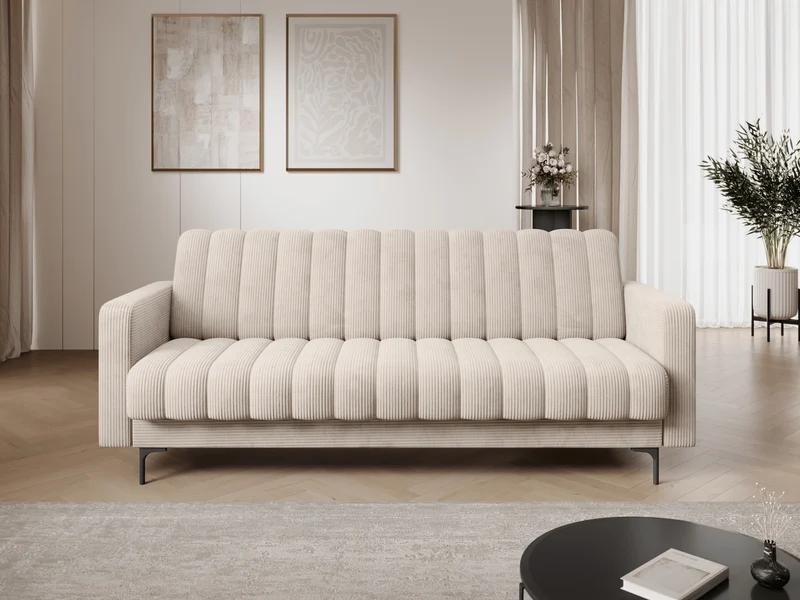 Canapé-lit FUJI – Convertible avec coffre de rangement, assise capitonnée et mécanisme Click-Clack