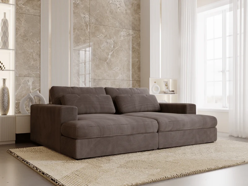 Canapé Elena – Grand Canapé assise profond en Velours Côtelé | Confort XXL & Design Moderne