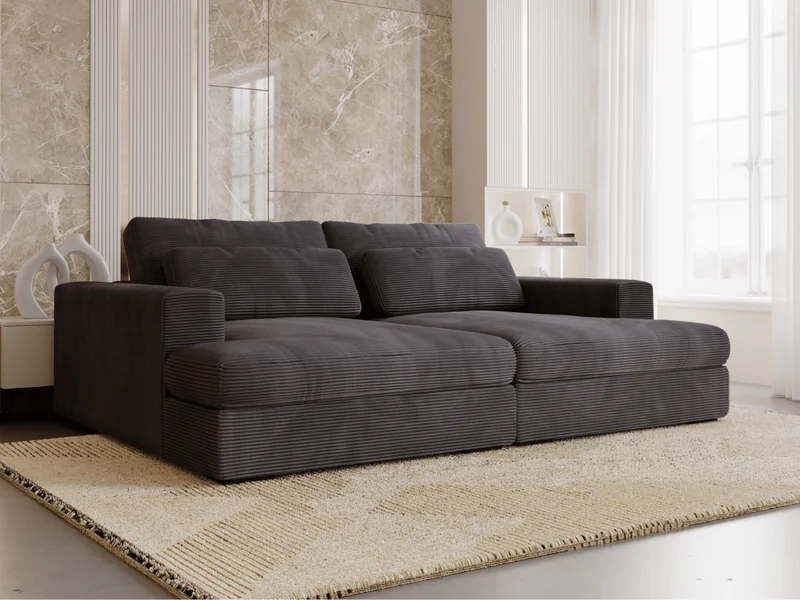 Canapé Elena – Grand Canapé assise profond en Velours Côtelé | Confort XXL & Design Moderne