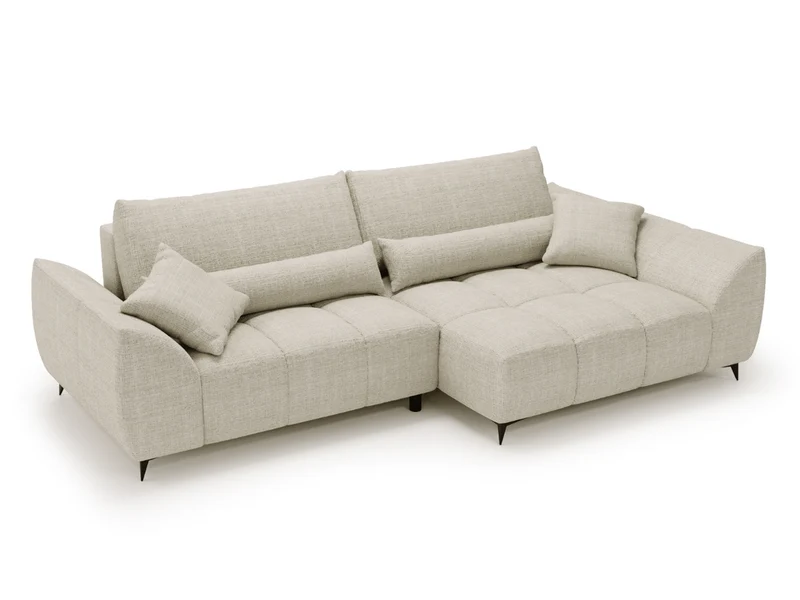 Canapé d’angle Lara – Convertible avec grande méridienne, coffre intégré