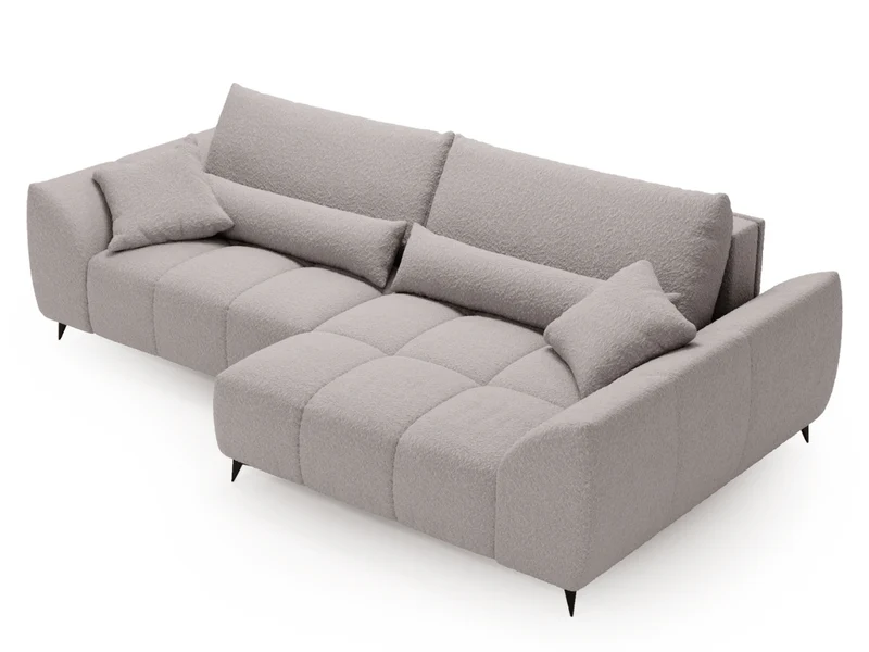 Canapé d’angle Lara – Convertible avec grande méridienne, coffre intégré