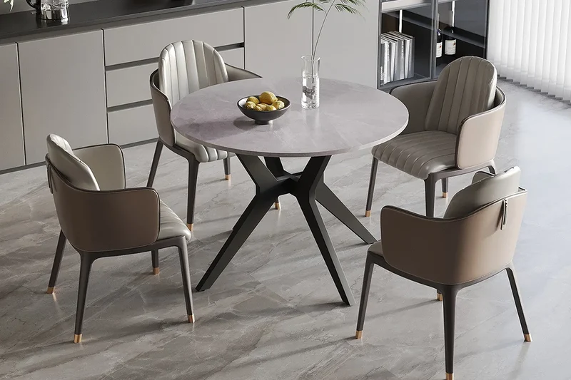 Table à manger Ronde en Pierre Brillante APOLLINA - 110 cm