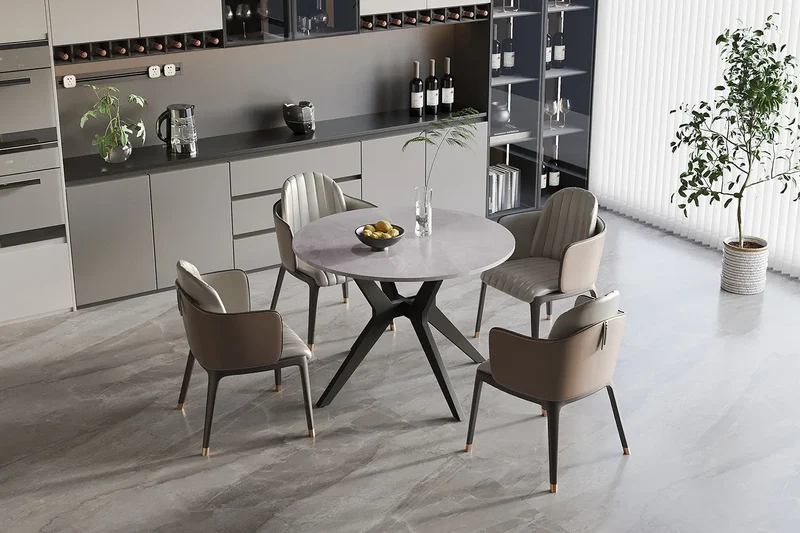 Table à manger Ronde en Pierre Brillante APOLLINA - 110 cm