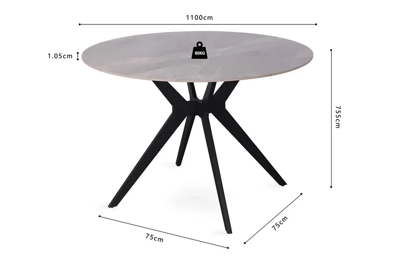Table à manger Ronde en Pierre Brillante APOLLINA - 110 cm