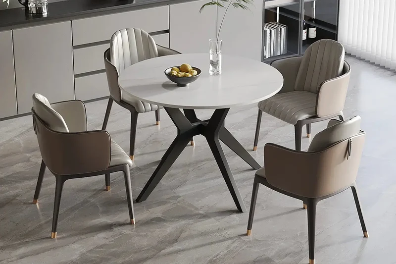 Table à manger Ronde en Pierre Brillante APOLLINA - 110 cm