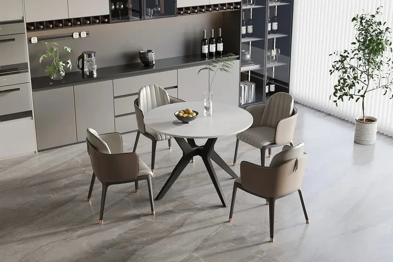 Table à manger Ronde en Pierre Brillante APOLLINA - 110 cm