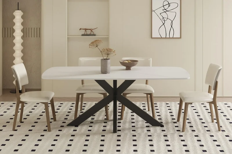 Table à manger Ovale en Pierre APOLLINA - 180 x 90 cm