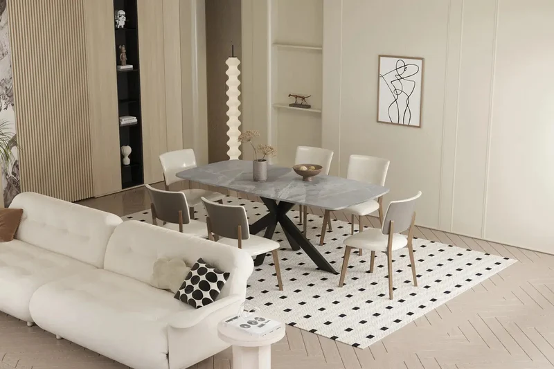 Table à manger Ovale en Pierre APOLLINA - 180 x 90 cm