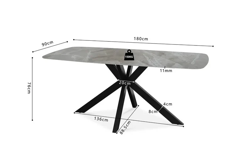 Table à manger Ovale en Pierre APOLLINA - 180 x 90 cm