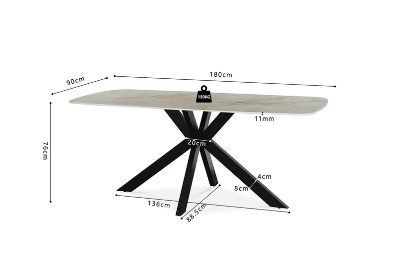 Table à manger Ovale en Pierre APOLLINA - 180 x 90 cm