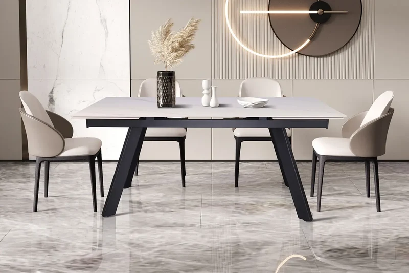 Table Extensible Rectangulaire Plateau en Pierre HIRA - 160 à 240 cm