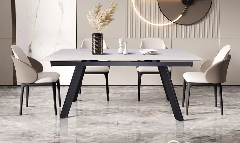 Table Extensible Rectangulaire Plateau en Pierre HIRA - 160 à 240 cm