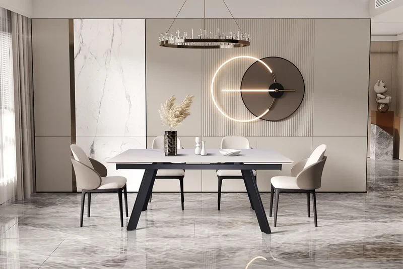Table Extensible Rectangulaire Plateau en Pierre HIRA - 160 à 240 cm