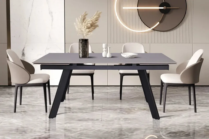 Table Extensible Rectangulaire Plateau en Pierre HIRA - 160 à 240 cm