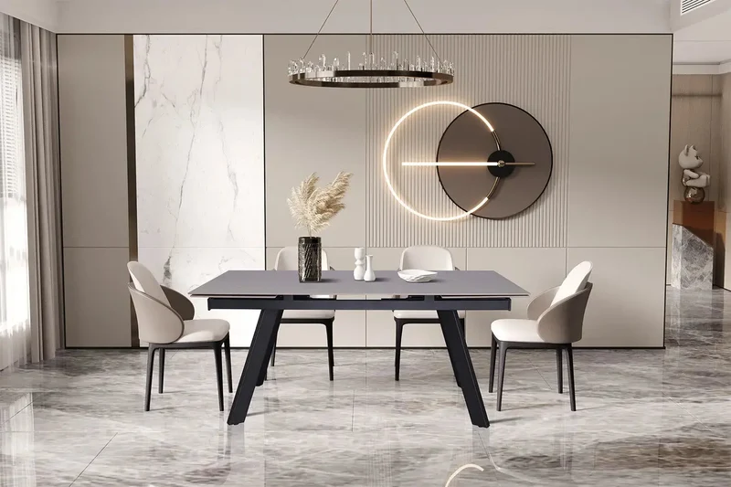 Table Extensible Rectangulaire Plateau en Pierre HIRA - 160 à 240 cm