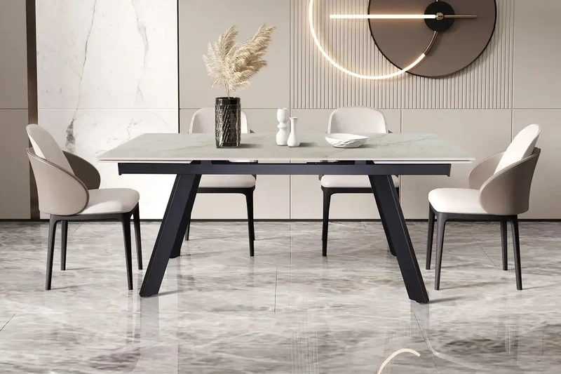 Table Extensible Rectangulaire Plateau en Pierre HIRA - 160 à 240 cm