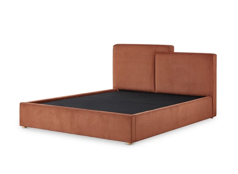 Lit coffre en velours côtelé terracotta 180x200 cm ZELIA