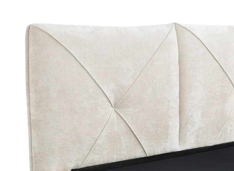 Lit coffre en tissu bouclette doux beige 160x200 cm NOAH