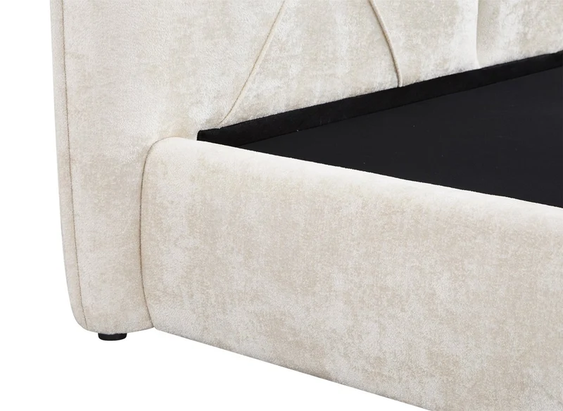 Lit coffre en tissu bouclette doux beige 160x200 cm NOAH