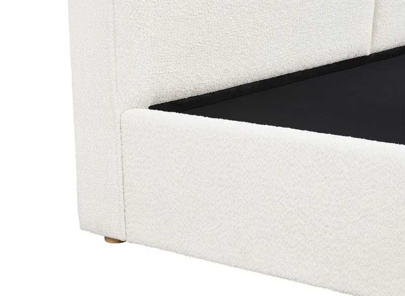 Lit coffre en tissu bouclette beige 160x200 cm ZELIA