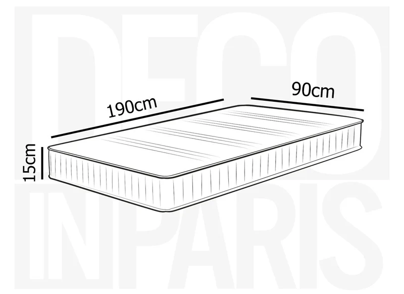 Matelas mousse ferme 90 x 190 cm épaisseur 15 cm WOLK