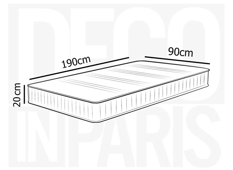 Matelas mousse ferme 90 x 190 cm épaisseur 20 cm AWAN