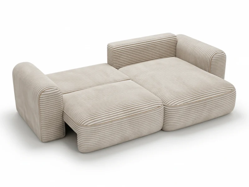 Canapé d’Angle Convertible LUMA – Velours Côtelé Épais – Coffre de Rangement