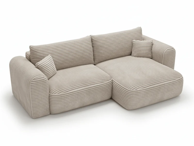 Canapé d’Angle Convertible LUMA – Velours Côtelé Épais – Coffre de Rangement