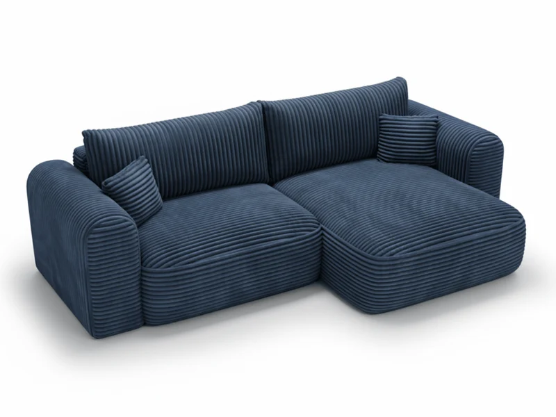 Canapé d’Angle Convertible LUMA – Velours Côtelé Épais – Coffre de Rangement