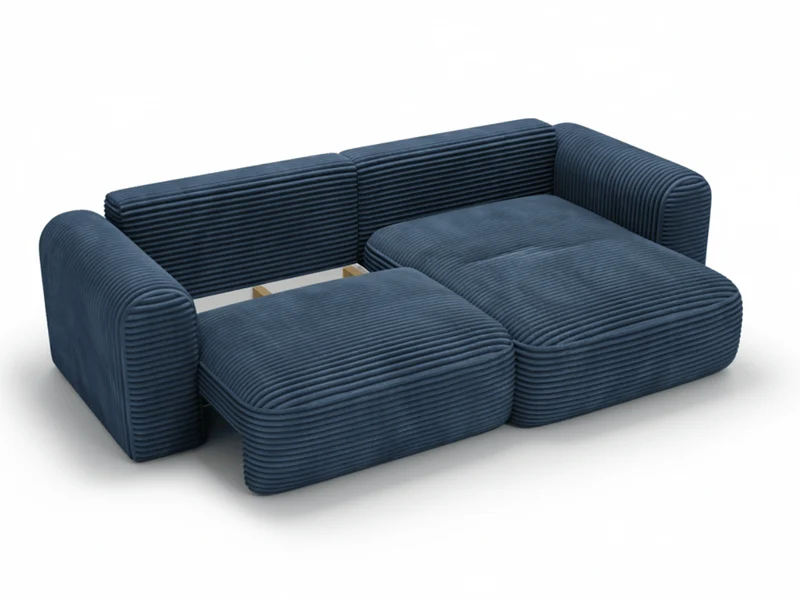 Canapé d’Angle Convertible LUMA – Velours Côtelé Épais – Coffre de Rangement
