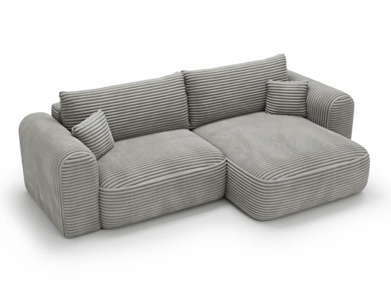 Canapé d’Angle Convertible LUMA – Velours Côtelé Épais – Coffre de Rangement