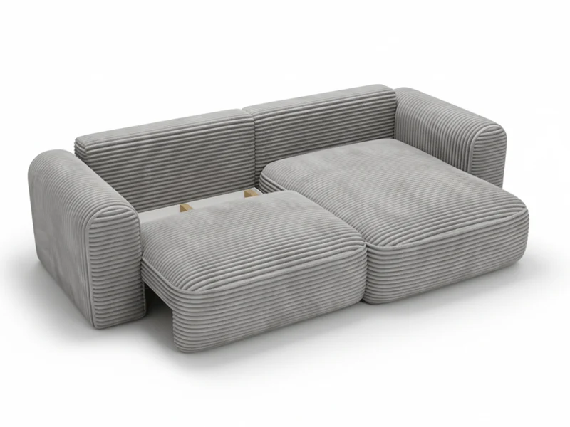 Canapé d’Angle Convertible LUMA – Velours Côtelé Épais – Coffre de Rangement