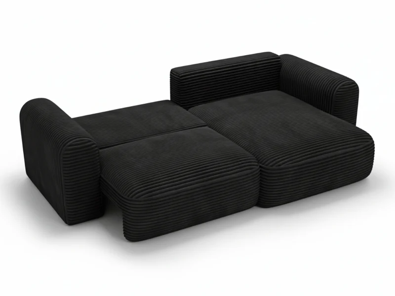 Canapé d’Angle Convertible LUMA – Velours Côtelé Épais – Coffre de Rangement