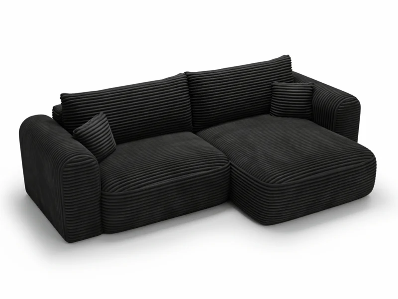 Canapé d’Angle Convertible LUMA – Velours Côtelé Épais – Coffre de Rangement