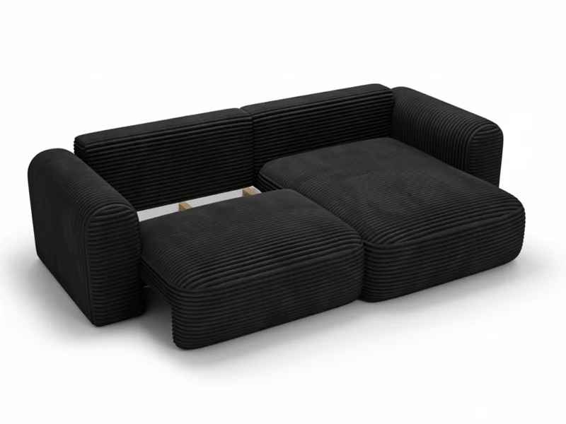 Canapé d’Angle Convertible LUMA – Velours Côtelé Épais – Coffre de Rangement