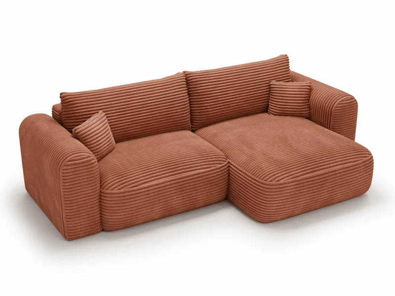 Canapé d’Angle Convertible LUMA – Velours Côtelé Épais – Coffre de Rangement